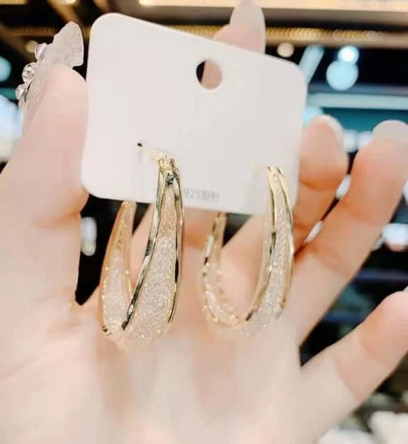 Woven Mesh Oval Earrings - Image 11