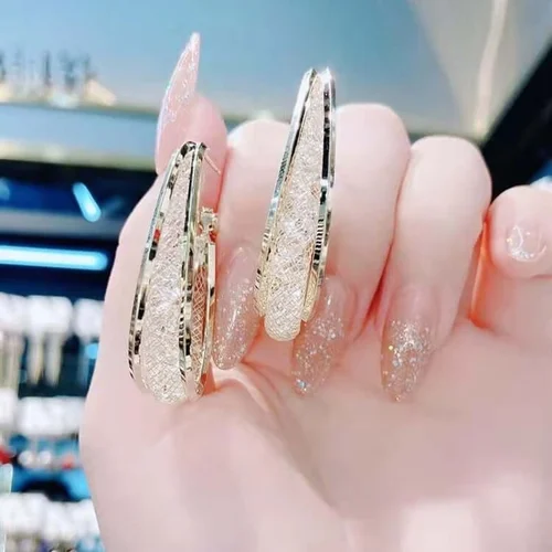 Woven Mesh Oval Earrings - Image 8