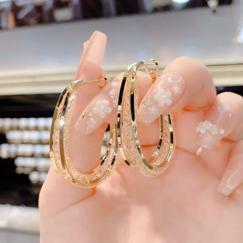 Woven Mesh Oval Earrings - Image 7