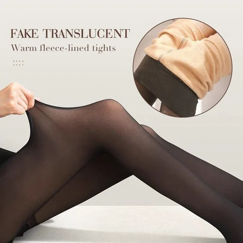 Flawless Legs Fake Translucent Warm Plush Lined Elastic Tights - Image 14