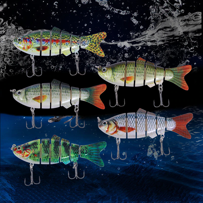 6 Segments Rattle Wobbler Swimbaits Hard Lures