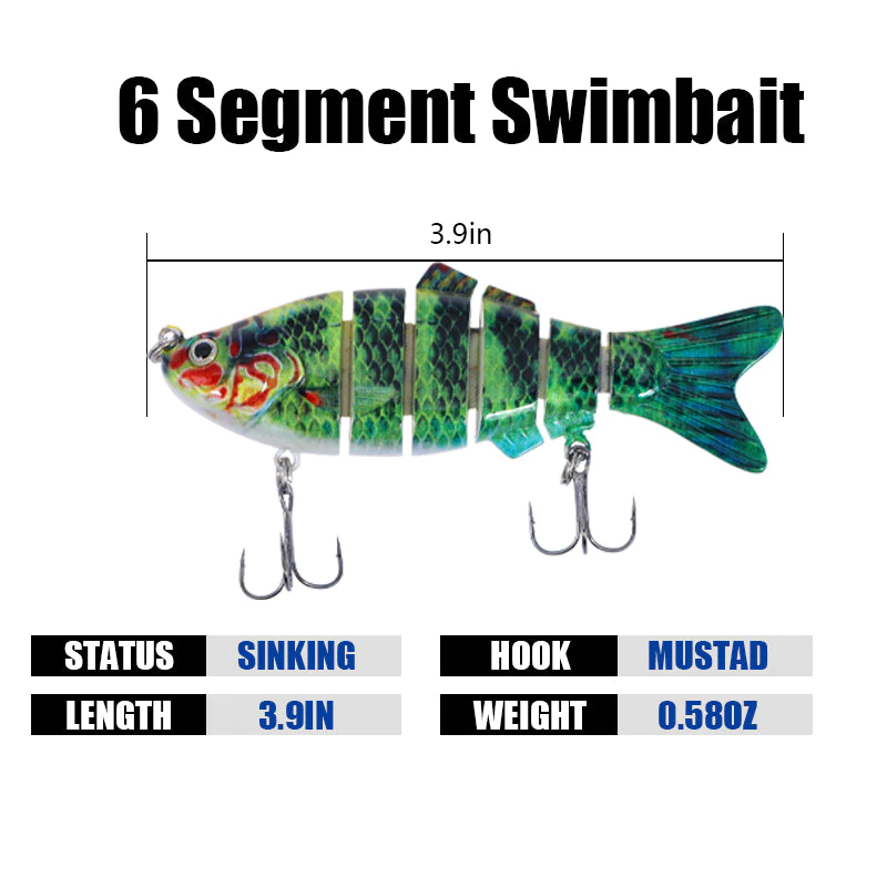 6 Segments Rattle Wobbler Swimbaits Hard Lures - Image 12