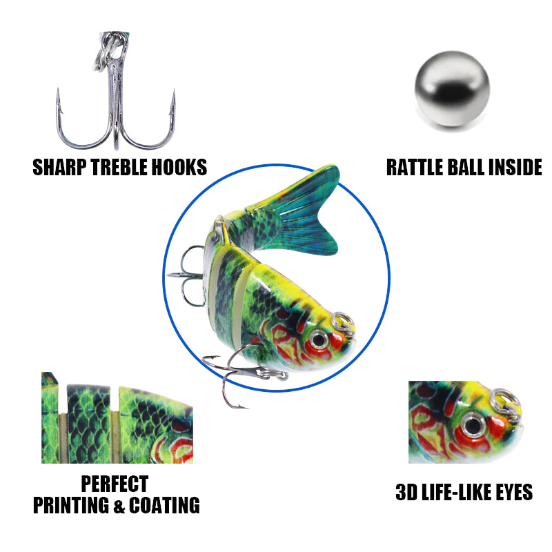 6 Segments Rattle Wobbler Swimbaits Hard Lures - Image 11