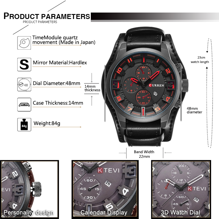 Men's Fashion Leather Watch - Waterproof Sports Business Quartz Watch - Image 10