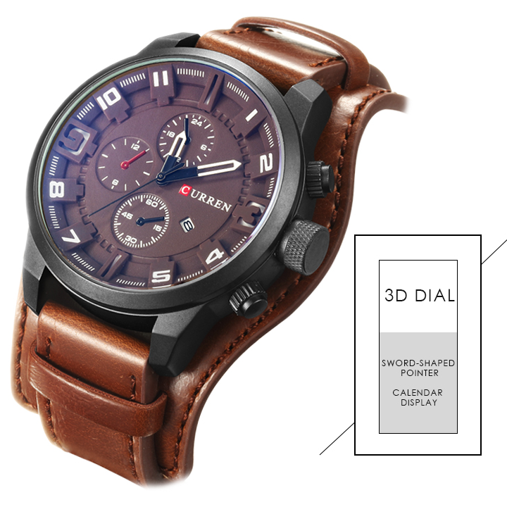 Men's Fashion Leather Watch - Waterproof Sports Business Quartz Watch - Image 8