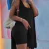 U-neck sleeveless dress Shorts Set