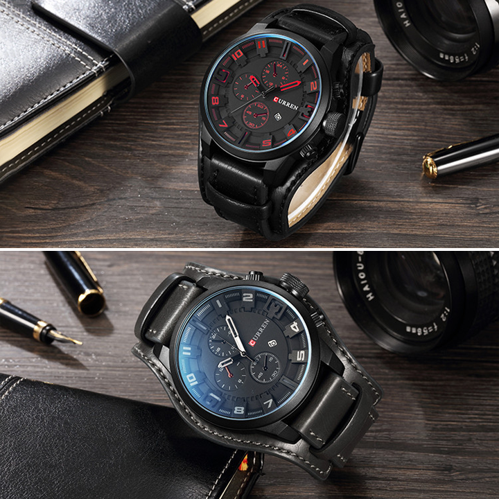Men's Fashion Leather Watch - Waterproof Sports Business Quartz Watch - Image 5