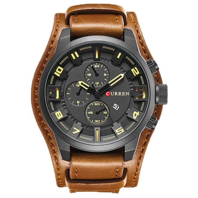 Men's Fashion Leather Watch - Waterproof Sports Business Quartz Watch - Image 3