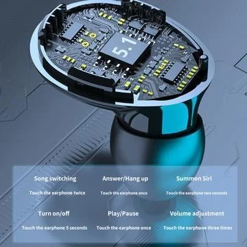 TWS Bluetooth 5.1 Earphones Waterproof Charging Box - Image 4