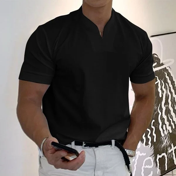 Men's Solid Color Business Lapel Polo Shirt - Image 14