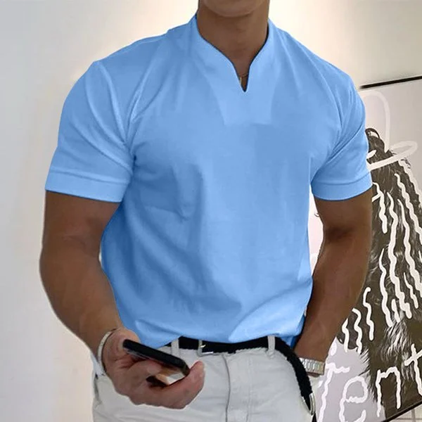 Men's Solid Color Business Lapel Polo Shirt - Image 12