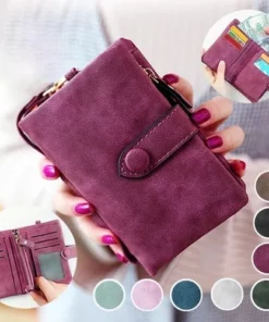 Small trifold leather wallet for women