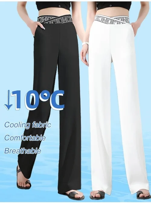 Ice Silk High Waist Wide-leg Pants - Image 7