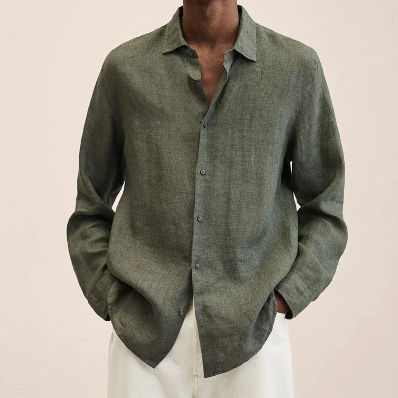 2022 Men's cotton and linen Long Sleeve Shirt - Image 8