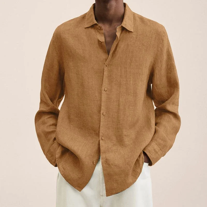 2022 Men's cotton and linen Long Sleeve Shirt - Image 7