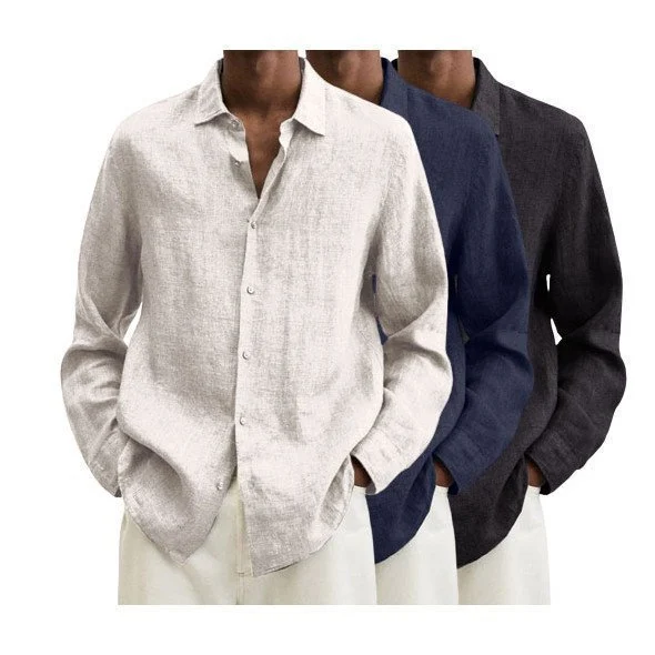 2022 Men's cotton and linen Long Sleeve Shirt - Image 4