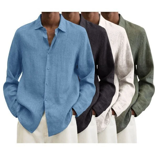 2022 Men's cotton and linen Long Sleeve Shirt - Image 2