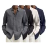 2022 Men's cotton and linen Long Sleeve Shirt
