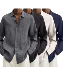 2022 Men's cotton and linen Long Sleeve Shirt