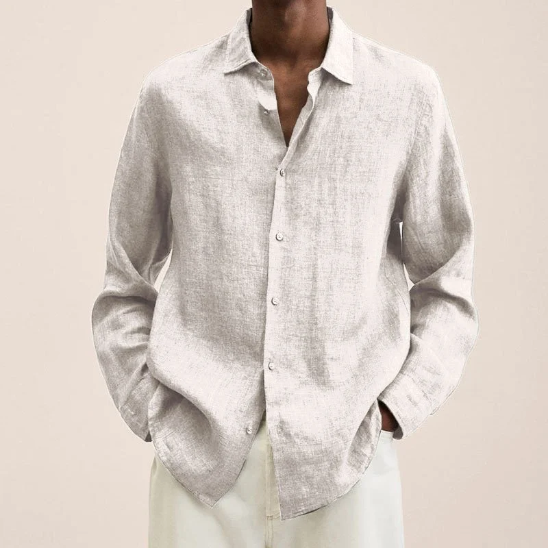 2022 Men's cotton and linen Long Sleeve Shirt - Image 12