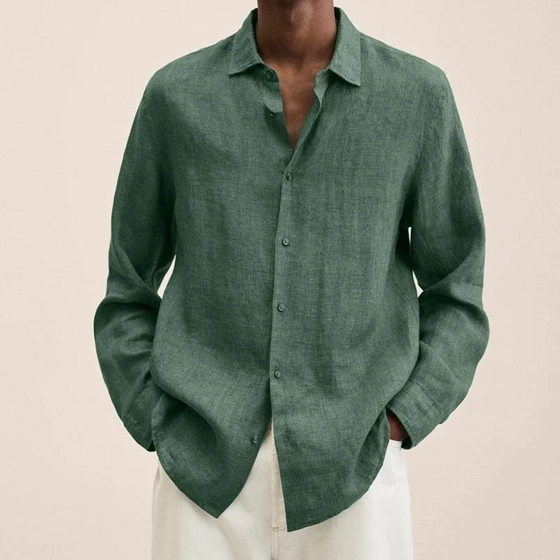 2022 Men's cotton and linen Long Sleeve Shirt - Image 10