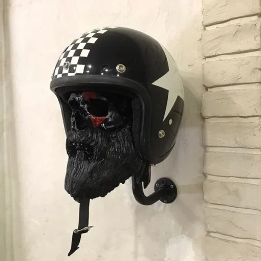 Motorcycle Skull Helmet Holder with Beard - Image 5
