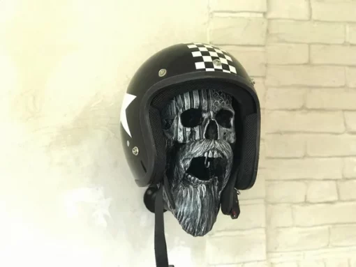 Motorcycle Skull Helmet Holder with Beard - Image 12