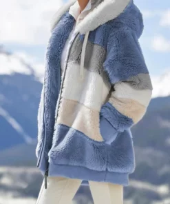 Coat Warm Hooded Zip Up Fuzzy Winter Jacket with Pockets