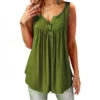 Women's Solid Color Sleeveless Casual Button-Up Top