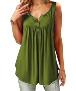 Women's Solid Color Sleeveless Casual Button-Up Top