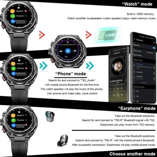Smartwatch with Wireless Earphones(Works with iPhone & Android) - Image 2