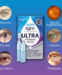 EYELIGHT™ Ultra Eye Therapy Lubricant Eye Drops, Perservative Free, For Presbyopia, Cataracts, Redness, Dry Eyes, Glaucoma, Diabetic Retinopathy, Age-related Macular Degeneration, and High Eye Pressure
