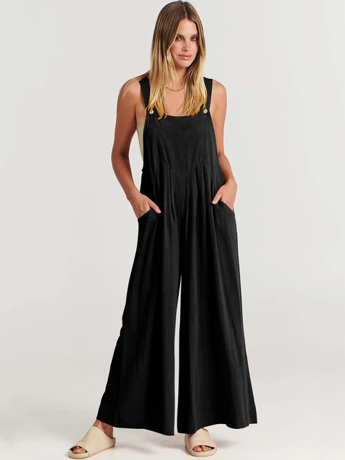 HOT SALE🔥Women's Sleeveless Wide Leg Jumpsuit with Pockets - Image 20