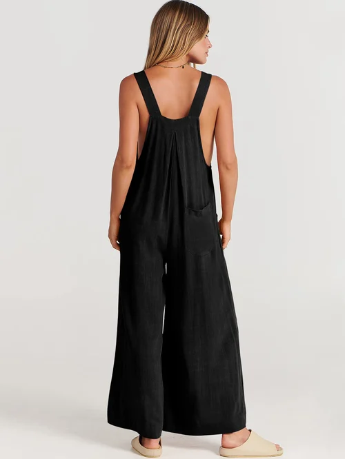 HOT SALE🔥Women's Sleeveless Wide Leg Jumpsuit with Pockets - Image 19