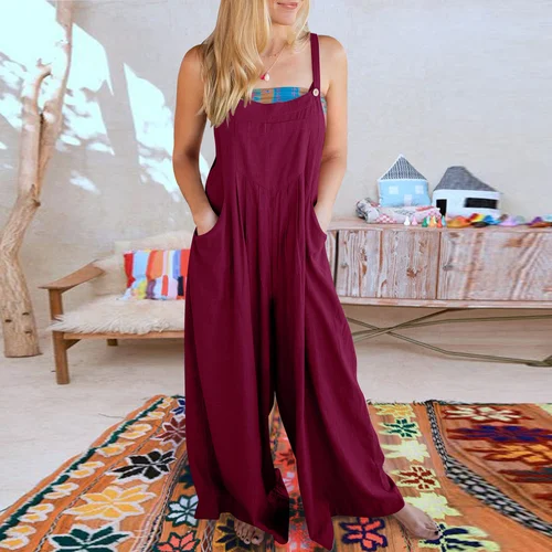 HOT SALE🔥Women's Sleeveless Wide Leg Jumpsuit with Pockets - Image 16