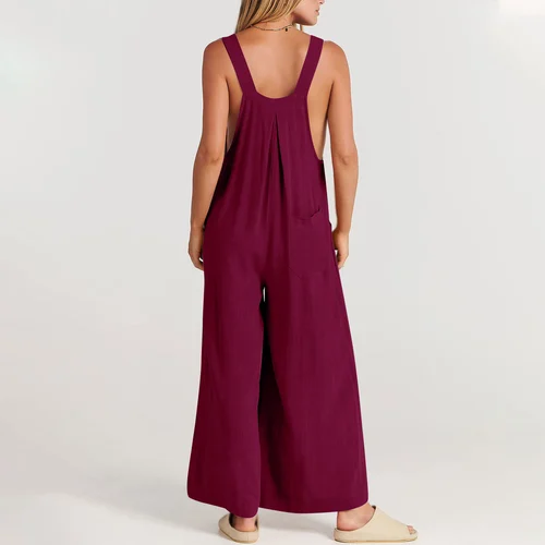 HOT SALE🔥Women's Sleeveless Wide Leg Jumpsuit with Pockets - Image 15