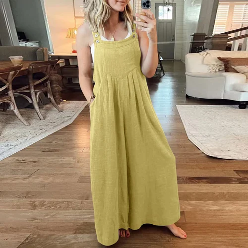 HOT SALE🔥Women's Sleeveless Wide Leg Jumpsuit with Pockets - Image 14