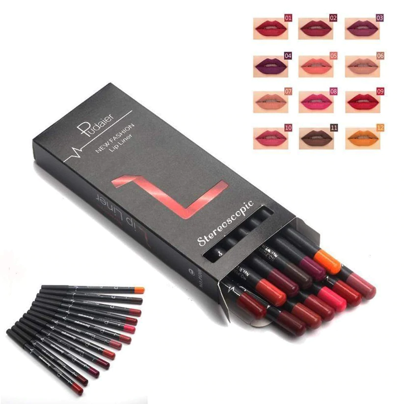 12 Colors Lip Liner Pencil Waterproof Non-Marking - Image 9
