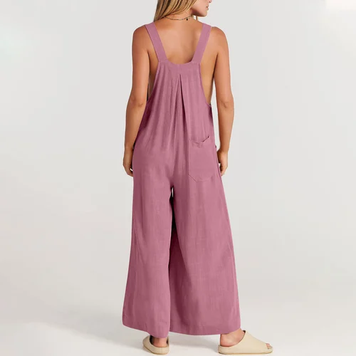 HOT SALE🔥Women's Sleeveless Wide Leg Jumpsuit with Pockets - Image 9
