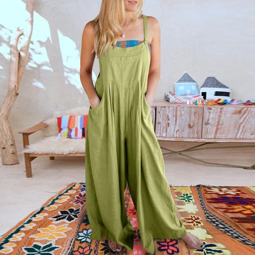 HOT SALE🔥Women's Sleeveless Wide Leg Jumpsuit with Pockets - Image 7