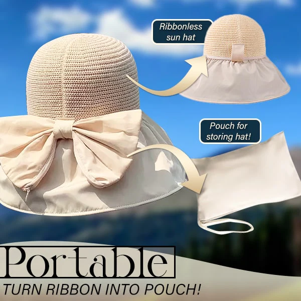 Foldable Anti-UV Ribbon Pouch Sun Hat - Image 9