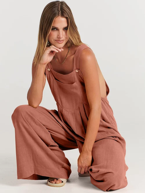HOT SALE🔥Women's Sleeveless Wide Leg Jumpsuit with Pockets - Image 4