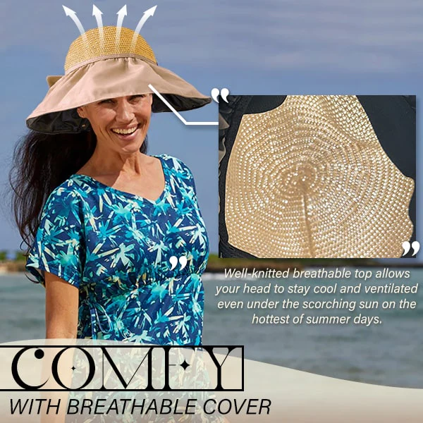 Foldable Anti-UV Ribbon Pouch Sun Hat - Image 8