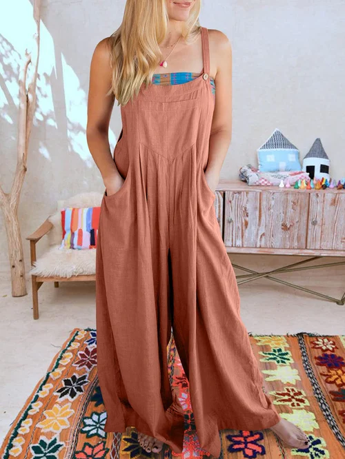 HOT SALE🔥Women's Sleeveless Wide Leg Jumpsuit with Pockets - Image 27