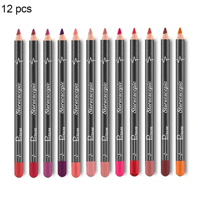 12 Colors Lip Liner Pencil Waterproof Non-Marking - Image 7