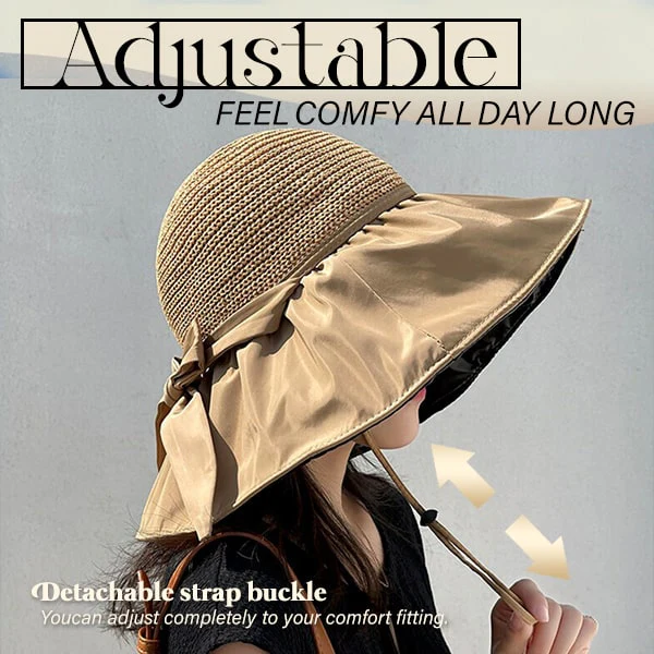 Foldable Anti-UV Ribbon Pouch Sun Hat - Image 7