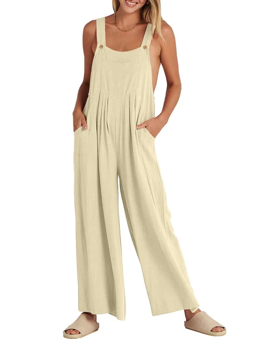HOT SALE🔥Women's Sleeveless Wide Leg Jumpsuit with Pockets - Image 25