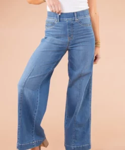 Seamed Front Wide Leg Jeans