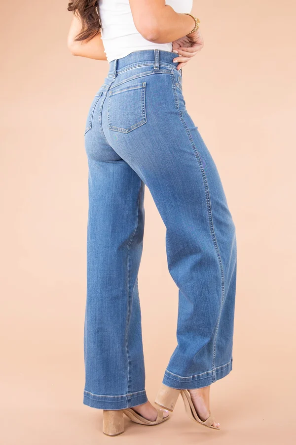 Seamed Front Wide Leg Jeans - Image 3