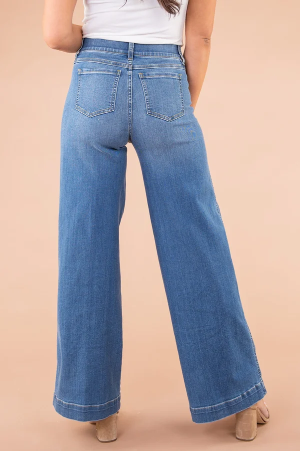 Seamed Front Wide Leg Jeans - Image 2